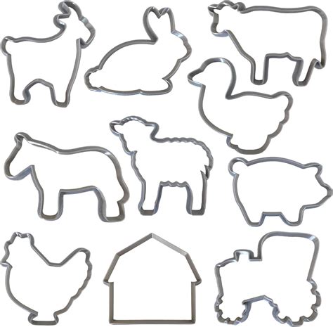 Amazon.com: Moose Goods Farm Animal Cookie Cutters - Set of 10 Cookie ...