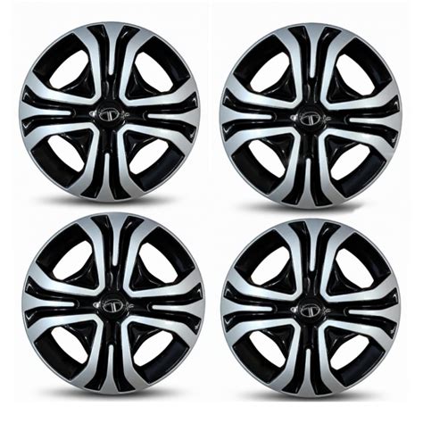 Modified Autos 14-Inch Silver & Black Wheel Covers for Tata Tiago | Set ...
