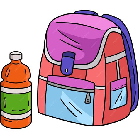 Premium Vector | First Day of School Bag Bottle of Water Clipart