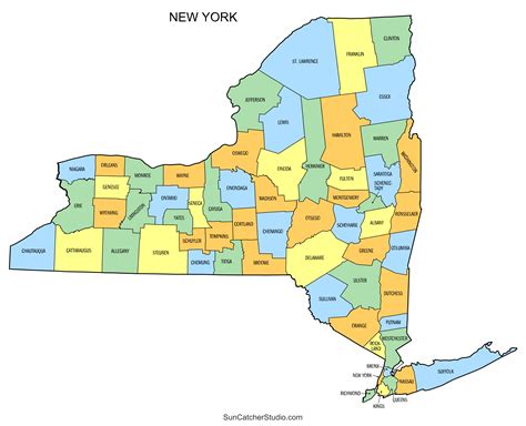 New York County Map (Printable State Map with County Lines) – Free ...