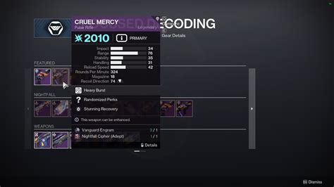 Destiny 2 Cruel Mercy: God Rolls & How to get it