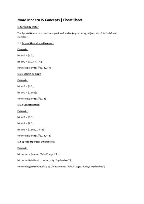 Essential JS cheat sheets - More Modern JS Concepts | Cheat Sheet ...