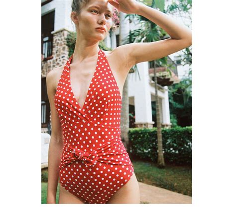 Vintage Style Bathing Suit Backless One Piece Halter Swimsuit ...