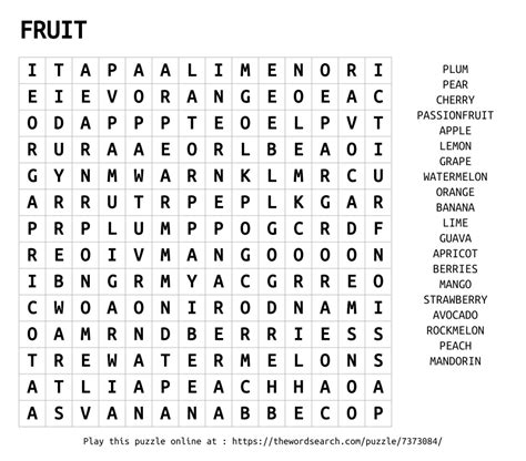 FRUIT Word Search