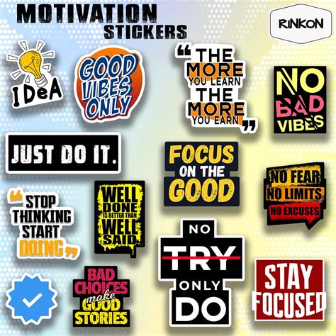 Rinkon Motivation Inspiration Vinyl Stickers (Pack of 13) - Quotes for ...