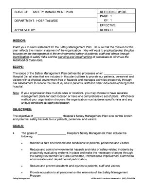 Fillable Online Safety Management Plan Fax Email Print - pdfFiller