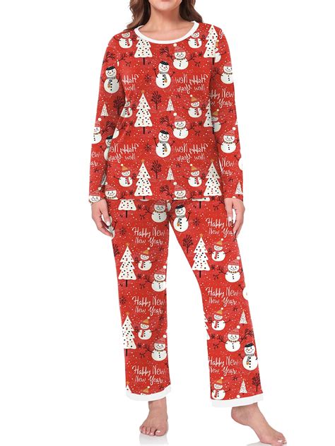 Cueply Christmas Womens Plus Size Pajamas Long Sleeve Pjs Sets ...