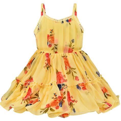 Wish Karo Girls Wear Frock Dress Georgette (fe1102RLly_Light Yellow_4 ...