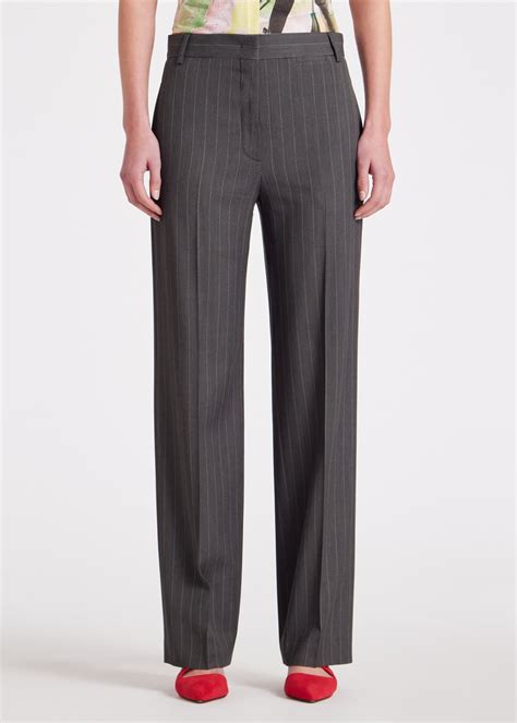 Women's Charcoal Pinstripe Straight-Leg Trousers