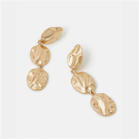Textured Coin Drop Earrings - Accessorize India