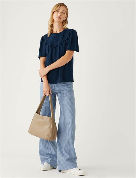 Buy Jersey Embroidered Regular Fit Top at Marks & Spencer