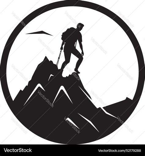 Conquer the heights man climbing a mountain icon Vector Image