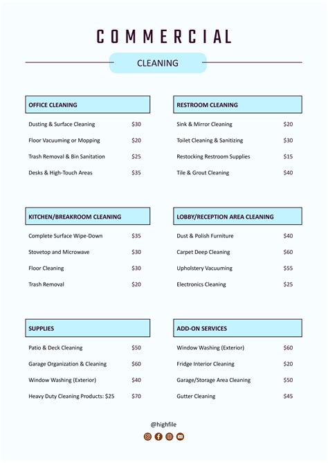 Free Customizable Price List Templates - Highfile