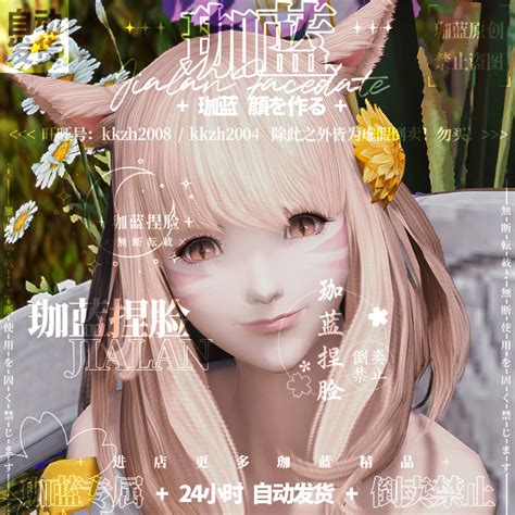 珈蓝最终幻想14ff14捏脸数据脸型魅族猫女猫娘黑皮游戏