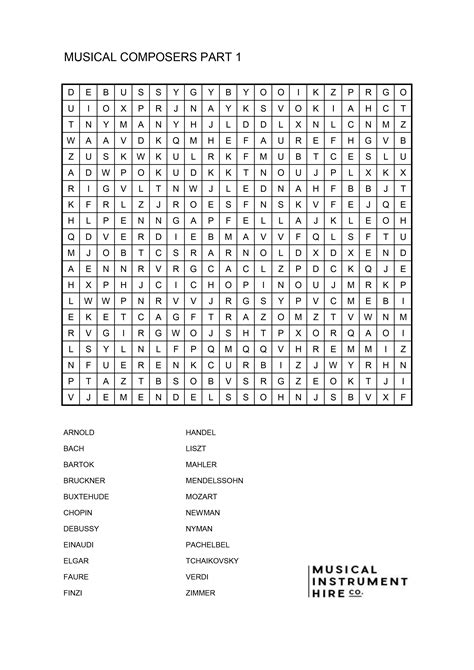 Music Word Search Printable - Printable Free Templates