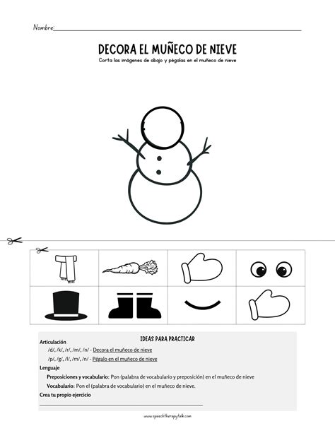 Cut & Paste: Snowman - Speech Therapy Talk Membership
