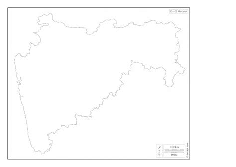 Buy Maharashtra outline map (black and white)_A4 size(210 x 297 ...