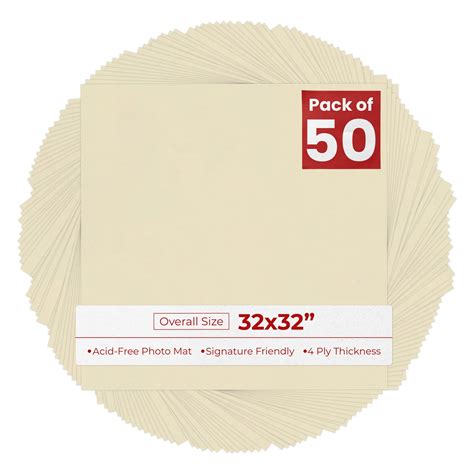 Plume Beige 32x32 Uncut Mat Board - Blank Sheets, No Opening, Color ...