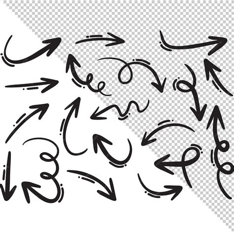 Collection of hand-drawn black arrows pointing in different directions ...