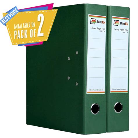 BindEx Office Lever Arch Box File Style (Green) Pack of 2 with Indian ...