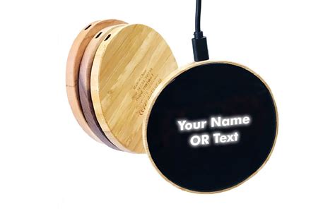 Custom Wayona Wooden Wireless Charger with Glow Logo: Personalise with Name