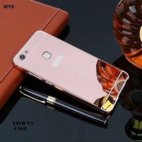 MVE® VIVO V7 Luxury Metal Bumper with Acrylic Mirror Back Case Cover ...