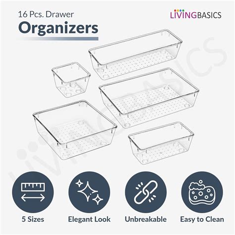 LIVINGBASICS Unbreakable Drawer Organizer/Drawer Storage Organizer/Dra