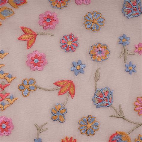 Buy Light Pink Color Embroidered Pure Chanderi Fabric 75999-18/2 | FFAB