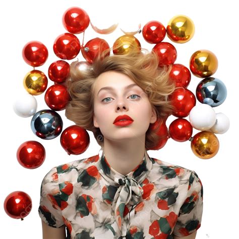 Girl Lying On The Floor With Christmas Balls In Her Hair, Christmas ...