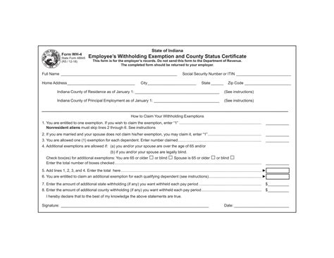 Indiana Form Wh 4 ≡ Fill Out Printable PDF Forms Online