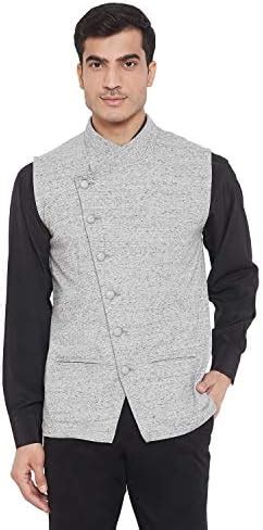 Buy HYPERNATION Grey Melange Cotton Fleece Men's Waistcoat(HYPM03043, S ...
