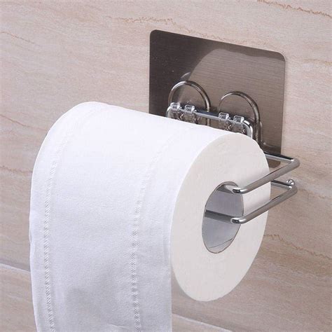 K.K. VillA Stainless Steel No Drill Self Adhesive Toilet Paper Holder ...
