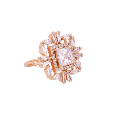 Buy Estele Rose Gold Plated CZ Gorgeous Finger Ring for Women ...