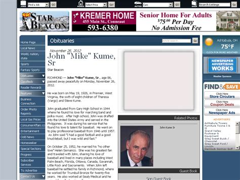 John "Mike" Kume, Sr » Obituaries » The Star Beacon; Ashtabula, Ohio