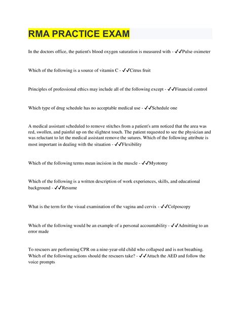 RMA PRACTICE EXAM - Scholarfriends
