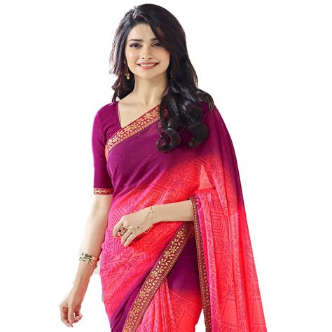 Buy RAJESHWAR FASHION WITH RF Women's Printed Pure Georgette Saree With ...