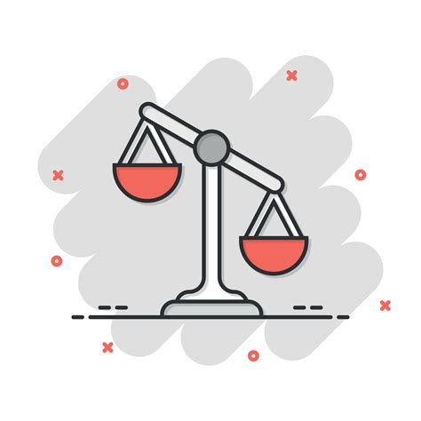 Scales icon in comic style. Libra cartoon vector illustration on isolated background. Mass ...