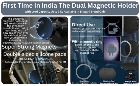 BIJASANI New 2024 Dual Magnetic 360 Degree Mobile Holder for Gym ...