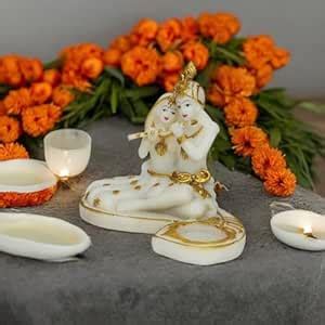 Buy LITTLE HOMES Radha Krishna with T Light for Home Decor and ...