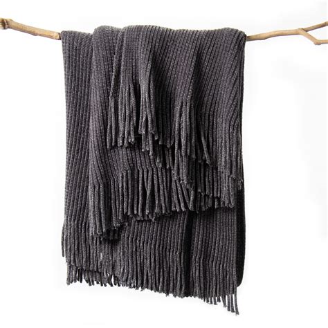 lifein Grey Throw Blanket for Couch - Soft Knitted Farmhouse Chenille ...