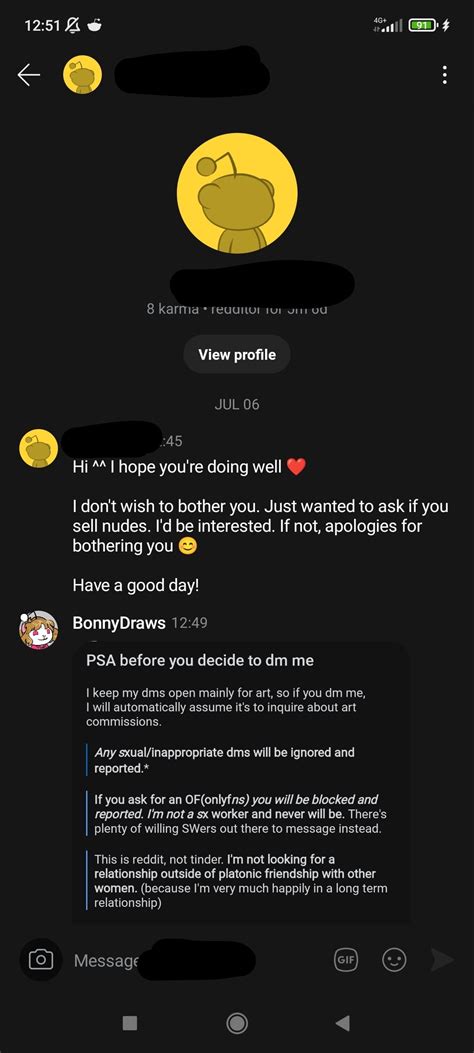 If he didn't wish to bother me then he wouldn't have asked if I sell nudes : r/creepyPMs