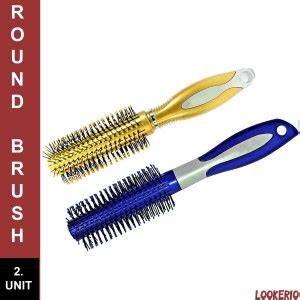 LOOKERIO Best Round Rolling Curling Golden Blue color Comb Hair Brush ...