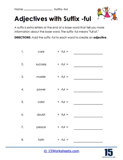 Suffix -ful Worksheets | Descriptive Adjustments - 15 Worksheets.com