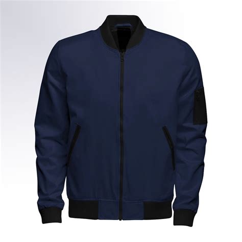 Custom Navy Blue Bomber Jacket | Wholesale