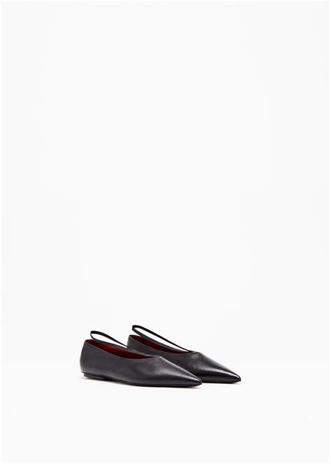 Black Leather Ballet Flats - Plan C