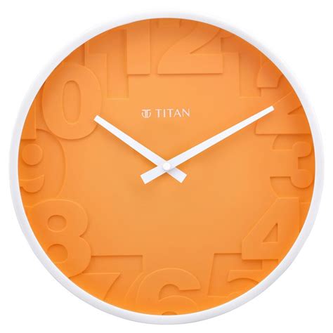 Buy Online Titan Contemporary Orange Wall Clock with Overlayed numbers ...