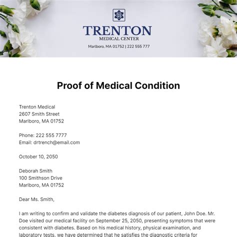 Free Medical Condition Letter Template to Edit Online