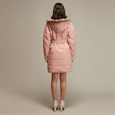 Buy Twenty Dresses by Nykaa Fashion Blush Pink Quilted Fur Puffer ...