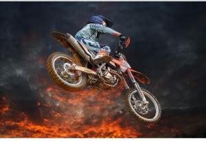 Artzfolio Jumping Motocross Rider With Firestorm Unframed Premium ...