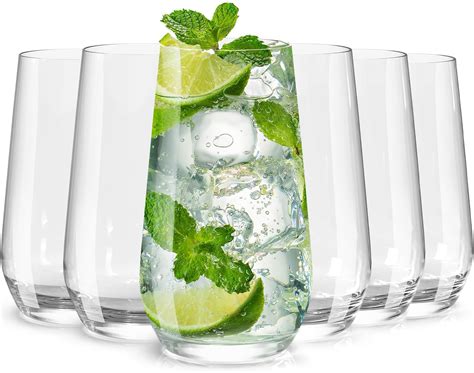 Amazon.com | BENETI Modern Tall Drinking Glasses Set of 6 | Handmade In ...